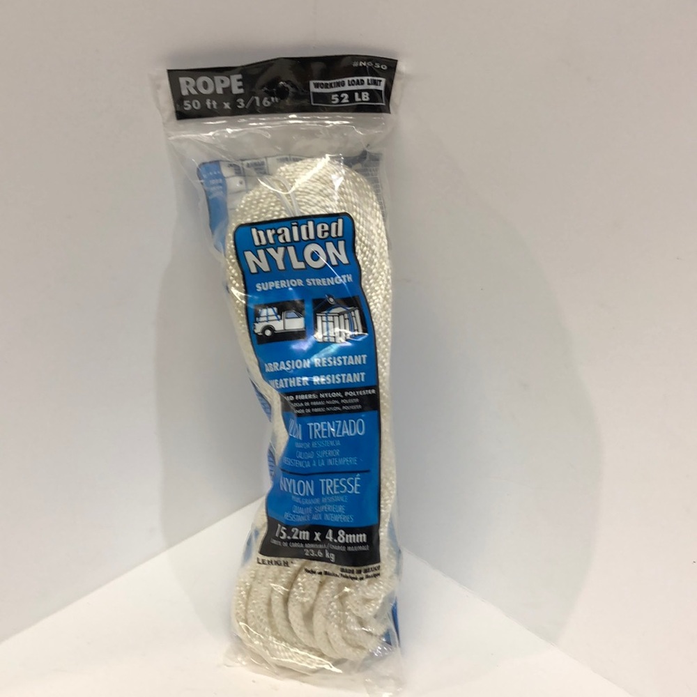 Braided nylon 50 ft x 3/16”